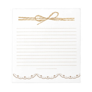 Bloc-note Fond naturel adorable avec dentelle marron blanc