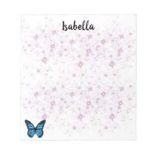 Bloc-note fond papillon bleu