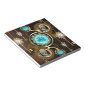 Bloc-note Fond rouillé Steampunk avec verres turquoise (Incliné)