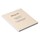 Bloc-note Food allergy alert add name text food items invita (Incliné)