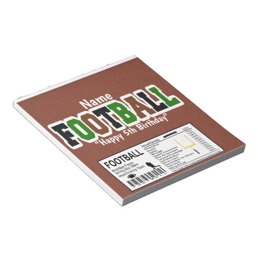 Bloc-note Football Sports Anniversaire Candy Bar Wrapper Fav (Incliné)