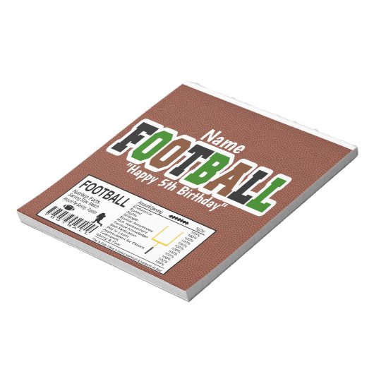 Bloc-note Football Sports Anniversaire Candy Bar Wrapper Fav (Tourné)