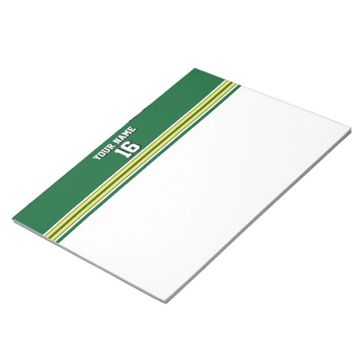 Bloc-note Forest Green with Yellow White Stripes (Incliné)