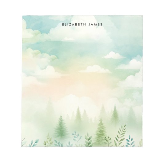 Bloc-note Forêt à tarte rustique aquarelle personnalisée (Devant)