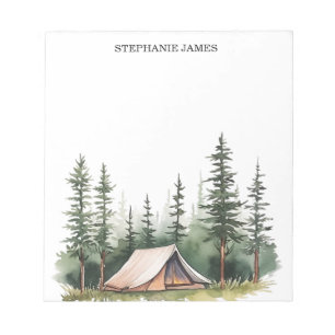 Bloc-note Forêt d'aquarelle rustique personnalisée Vert