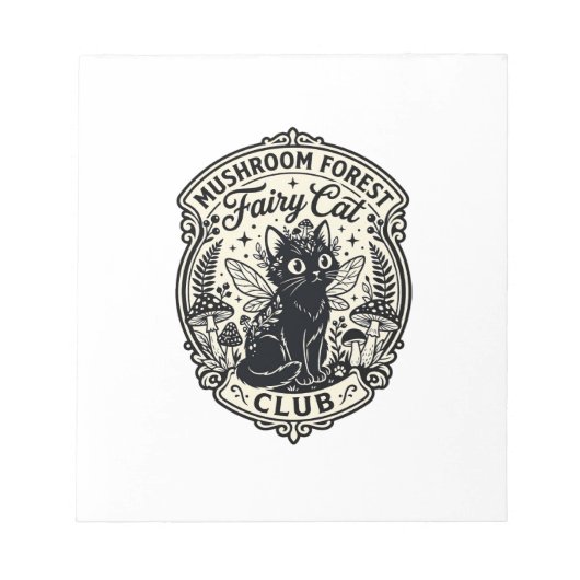 Bloc-note Forêt de champignons Fée Chat Drôle Chat Graphique (Devant)