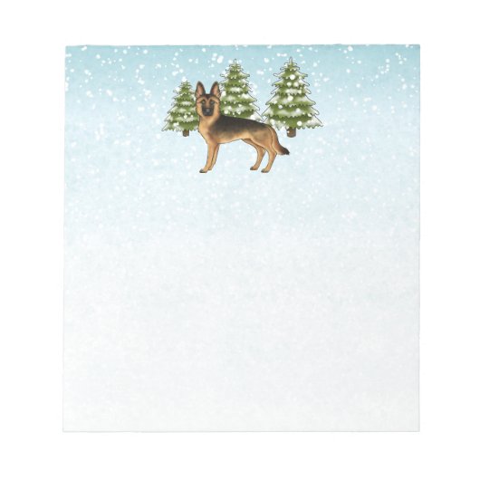 Bloc-note Forêt D'Hiver De Chien Noir Et Tan Allemand (Devant)