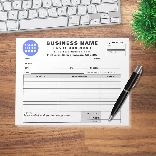 Bloc-note Form Business Quotation Invoice Sales Receipt