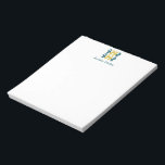 Bloc-note Forme géométrique minimaliste bleu jaune Nom perso<br><div class="desc">Écrivez des notes de style avec ce Design moderne de courtepointe d'art géométrique du milieu du siècle en moutarde et turquoise,  personnalisé avec votre nom.</div>