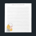 Bloc-note Formes Abstraites Jaunes Boho Personnalisées<br><div class="desc">Ce bloc-notes design et doublé d'un design d'art abstrait moderne dans le jaune et le gris. Personnalisez-le avec votre nom. Super idée cadeau !</div>