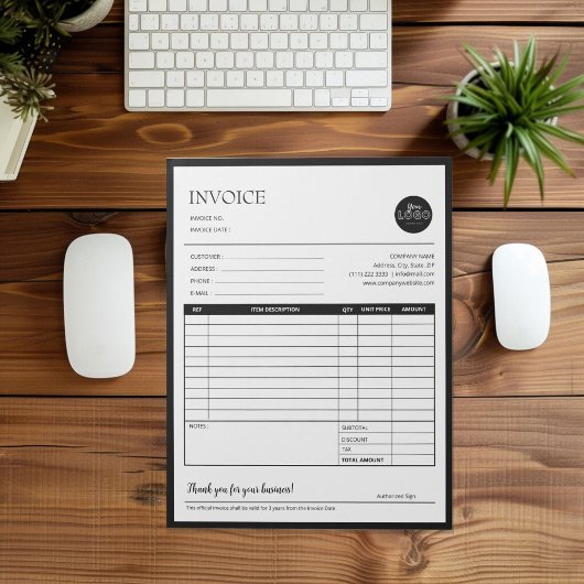 Bloc-note Formes de facture Black Modern Business