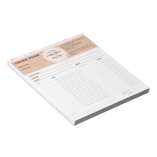 Bloc-note Formulaire de commande de boulangerie (Incliné)