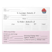 Bloc-note Formulaire de commande de boulangerie de cupcakes  (Devant)