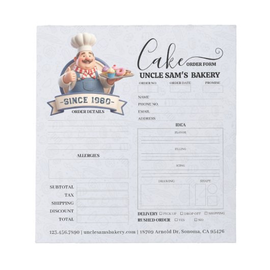 Bloc-note Formulaire de commande de boulangerie pâtisserie c (Devant)