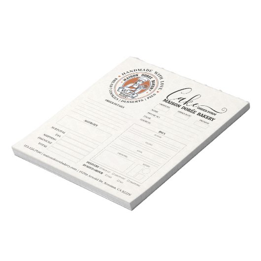 Bloc-note Formulaire de commande de boulangerie pâtisserie c (Tourné)