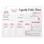 Bloc-note Formulaire de commande de cupcakes Roses à l'aide  (Devant)