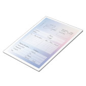 Bloc-note Formulaire de commande de dégradé bleu et rose (Incliné)