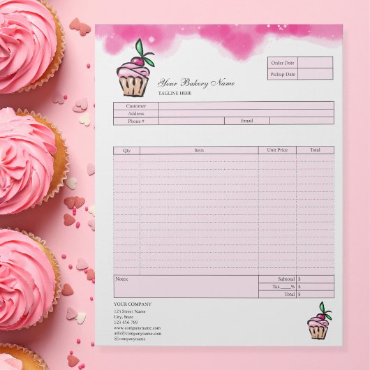 Bloc-note Formulaire de commande de facture de boulangerie d