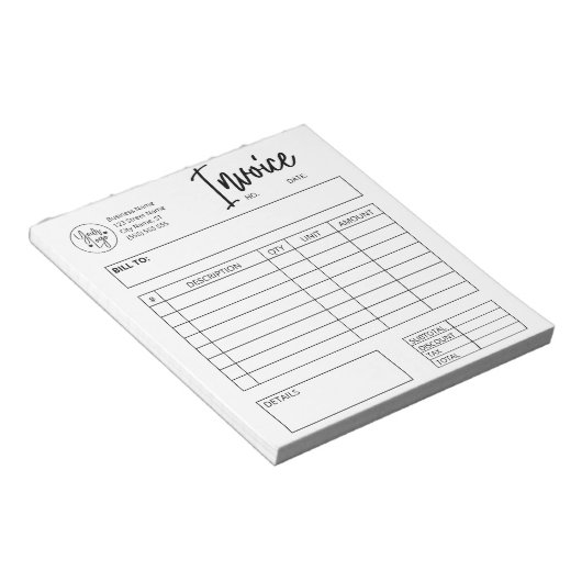 Bloc-note Formulaire de commande de facture Logo personnalis (Incliné)