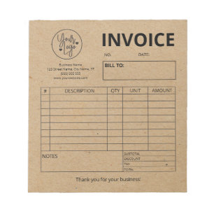 Bloc-note Formulaire de commande de facture Logo pour petite