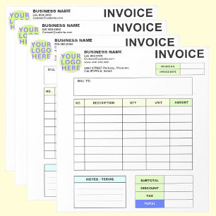 Bloc-note Formulaire de commande de facture personnalisée &
