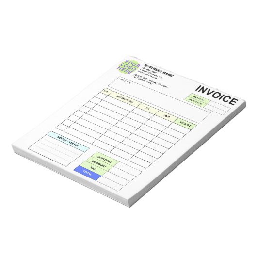 Bloc-note Formulaire de commande de facture personnalisée &  (Tourné)