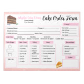 Bloc-note Formulaire de commande de gâteaux en aquarelle (Devant)