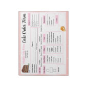 Bloc-note Formulaire de commande de gâteaux pour la pâtisser (Tourné)