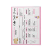 Bloc-note Formulaire de commande de pâtisserie pour gâteaux (Tourné)