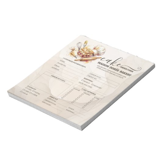 Bloc-note Formulaire de commande de pâtissier de boulangerie (Tourné)