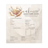 Bloc-note Formulaire de commande de pâtissier de boulangerie (Devant)