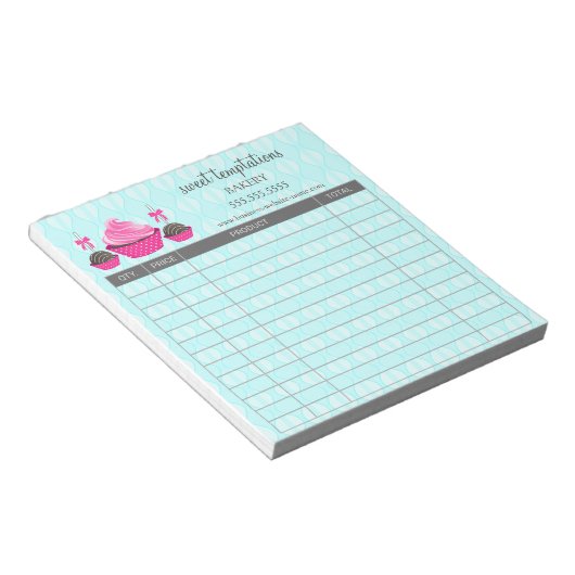 Bloc-note Formulaire de commande de réception de gâteaux et (Incliné)