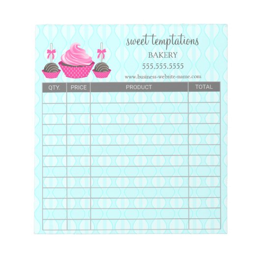 Bloc-note Formulaire de commande de réception de gâteaux et (Devant)