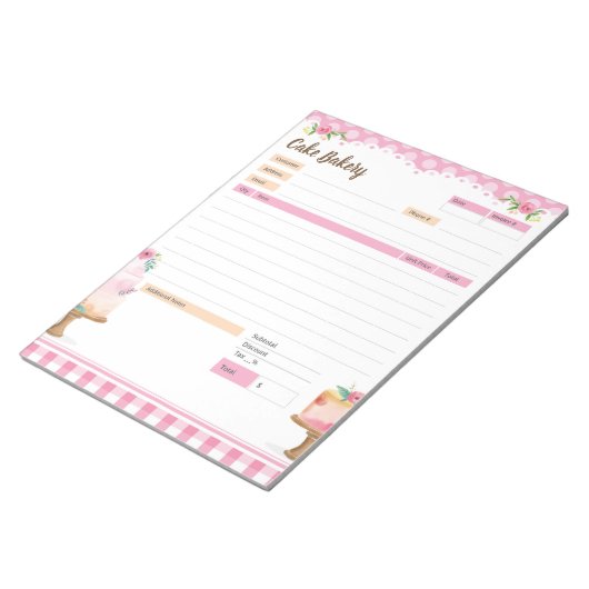 Bloc-note Formulaire de commande de thème de boulangerie de  (Incliné)