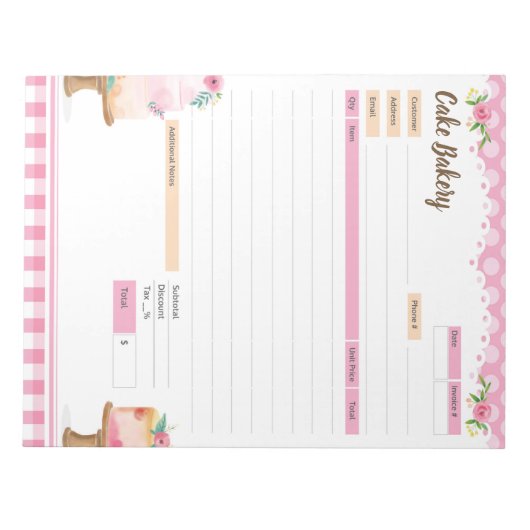 Bloc-note Formulaire de commande de thème de boulangerie de  (Devant)