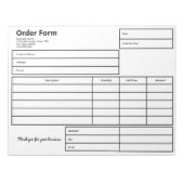 Bloc-note Formulaire de commande Modèle commercial noir et b (Devant)