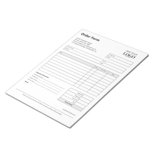 Bloc-note Formulaire de commande | Modèle modifiable pour pe (Incliné)