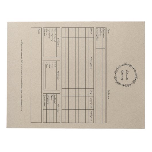 Bloc-note Formulaire de commande rustique (Devant)