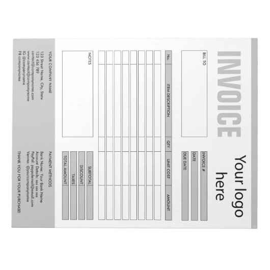 Bloc-note Formulaire de devis d'entreprise avec logo et bloc (Devant)