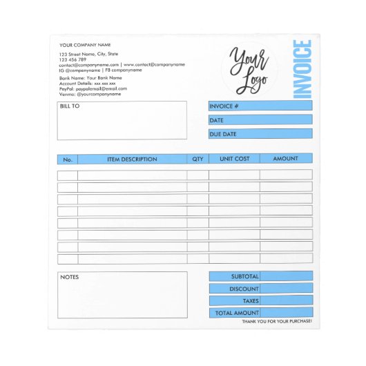 Bloc-note Formulaire de devis d'entreprise avec logo et bloc (Devant)