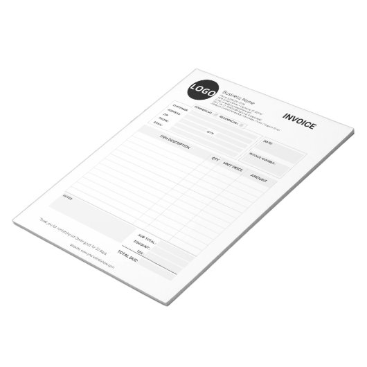Bloc-note Formulaire de devis et de facture personnalisés (Incliné)