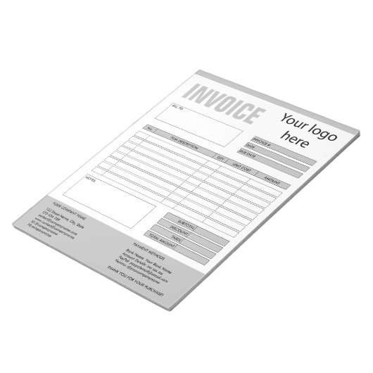 Bloc-note Formulaire de facture commerciale devis ajouter lo (Incliné)