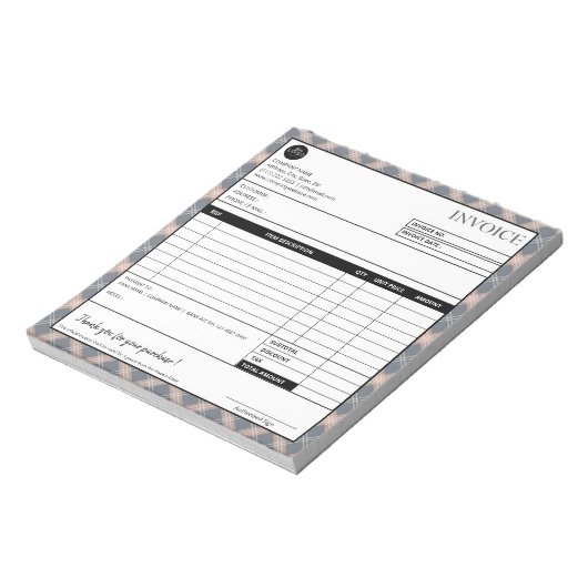 Bloc-note Formulaire de facture commerciale frontière simple (Tourné)