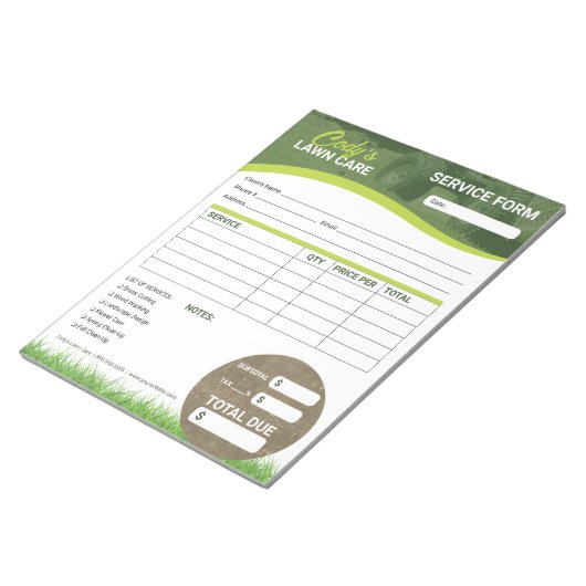 Bloc-note Formulaire de facture de la commande de service d' (Incliné)