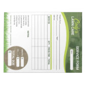 Bloc-note Formulaire de facture de la commande de service d' (Devant)