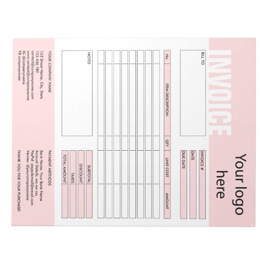 Bloc-note Formulaire de facture Demande de devis d'entrepris (Devant)