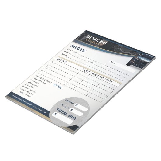 Bloc-note Formulaire de facture des services de nettoyage au (Incliné)