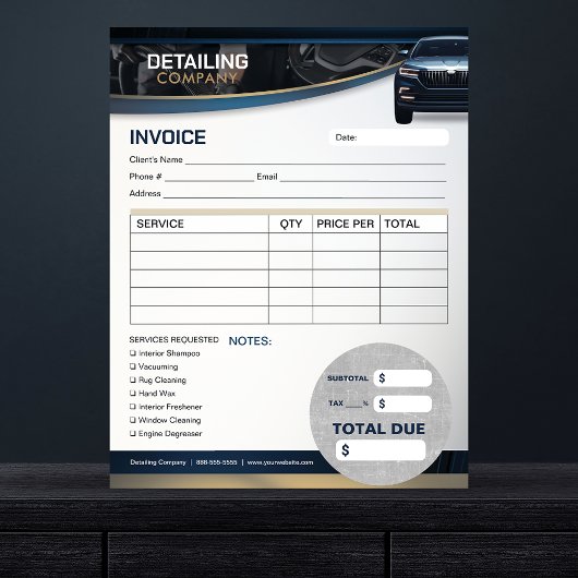 Bloc-note Formulaire de facture des services de nettoyage au