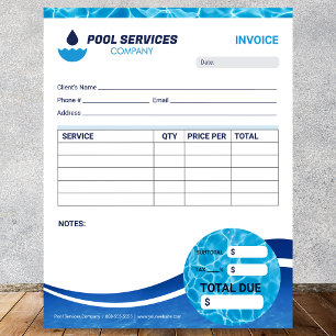 Bloc-note Formulaire de facture des services de piscine