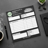 Bloc-note Formulaire de facture personnalisé avec logo noir